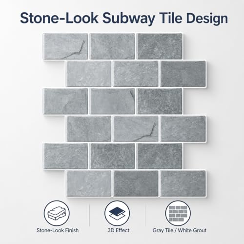 Peel and Stick Backsplash for Kitchen, Grey - color: Gray