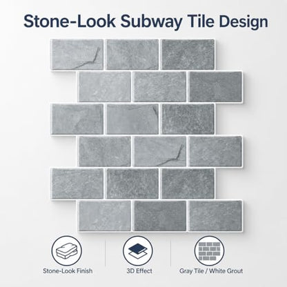 Peel and Stick Backsplash for Kitchen, Grey - color: Gray