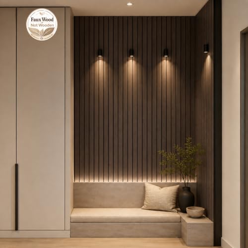 Peel and Stick PVC Slat Wall Panel, 3D Faux Smoked, 15.8" x 118" - color: Smoked, size: 15.8" x 118"