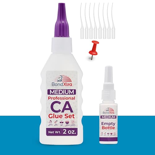 2 oz Medium CA Glue for Woodworking, Premium Super Glue Kit for Wood Turning with Extra Bottles, Anti Clog Caps, Microtips, Medium Viscosity Cyanoacrylate for Plastic, DIY, Craft, Hobby, etc - size: 2 oz, style: MEDIUM
