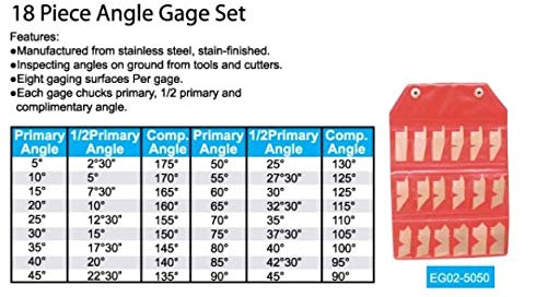 Accusize 18-Piece Angle Gage Set, Stainless Steel, Satin Finish