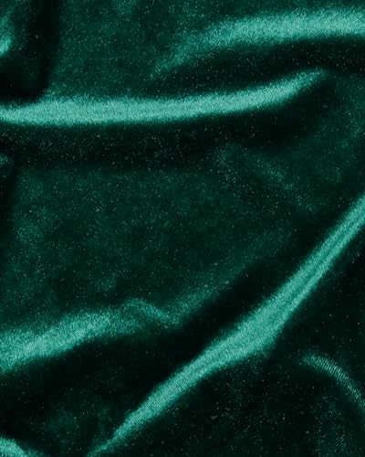 HOTGODEN Hunter Green Stretch Velvet Fabric by The Yard: 63" Wide 2 Yards 95% Polyester 5% Spandex Velvet Fabric for DIY Sewing, Upholstery, Apparel, Costume, Craft - color: Hunter Green, size: 2 Yard