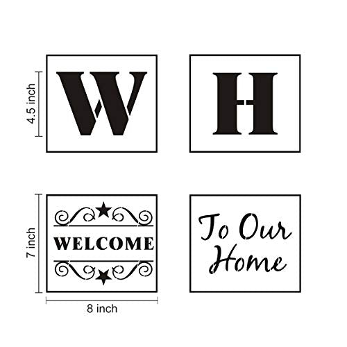 Welcome and Home Sweet Home Stencil - 18 Pack Large Vertical Welcome Home Sweet Home Sign Stencils Templates for Painting on Wood, Reusable Letter Stencils for Porch Signs & Front Door Decorations - style: Welcome and Home Sweet Home