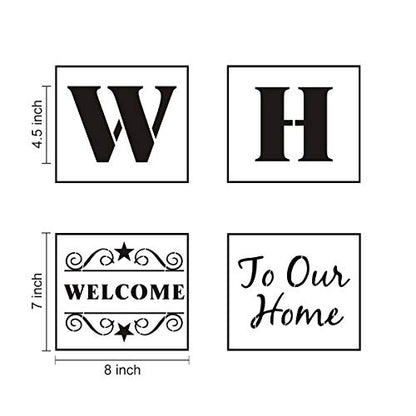 Welcome and Home Sweet Home Stencil - 18 Pack Large Vertical Welcome Home Sweet Home Sign Stencils Templates for Painting on Wood, Reusable Letter Stencils for Porch Signs & Front Door Decorations - style: Welcome and Home Sweet Home