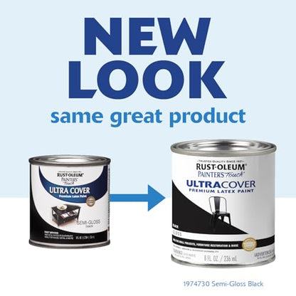 Rust-Oleum Painter's Touch Enamel Latex Paint, Semi-Gloss Black - color: Semi-Gloss Black, size: 8 Fl Oz (Pack of 1)