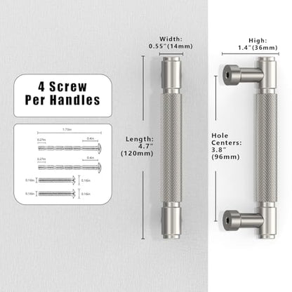 10 Pack Brushed Satin Nickel Cabinet Pulls 3.75 Inch(96mm) Kitchen Cabinet Handles Cabinet Hardware for Drawer Pulls - color: Brushed Satin Nickel, size: 3.75" Hole Center