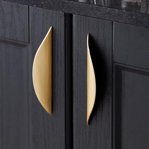 Primst 4 Pack Brushed Gold Cabinet Pulls, 3-3/4in Hole Centers Kitchen Cabinet Handles, Matte Gold Half Moon Cupboard Hardware for Kitchen Drawers, Dresser, Bathroom Vanity - color: Gold, size: L-4PCS