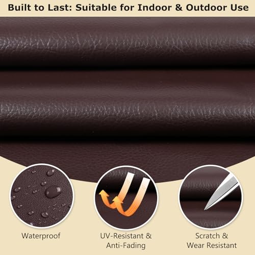 ANMINY Vinyl Fabric by the Yard, 54" W 0.7MM Faux Leather, Coffee 1 Yard - color: Coffee, size: 1 Yard