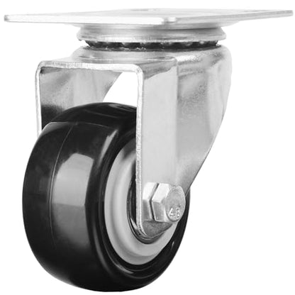 Finnhomy Swivel Casters Wheels Set of 4 Heavy Duty Plate Casters 2 Inch Premium Polyurethane PU Wheels for Furniture/Workbench Load Bearing 800 Lbs Anti-wear Smooth Casters Black (Free Screws) - style: 2" (No Brake)