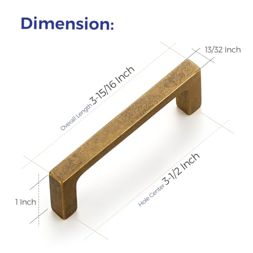 Ravinte Antique Brass Kitchen Cabinet Solid Handles,3-1/2 Inch,10 Pack - color: Antique Brass, size: 3-1/2 Inches Hole Center