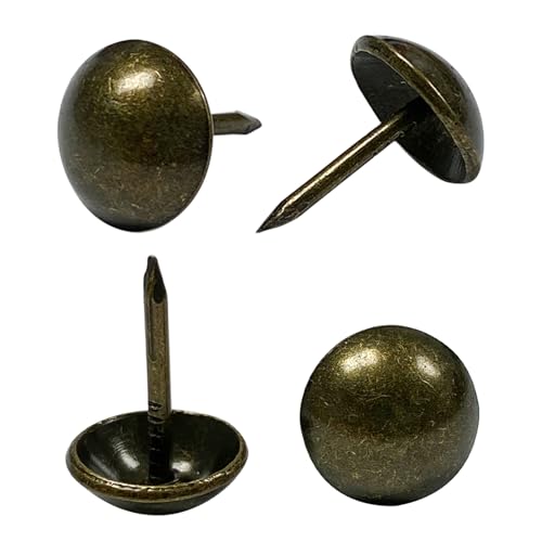 Maozaa Upholstery Tacks, 100pcs 7/16" Furniture Tacks, Antique Brass - color: Antique Brass