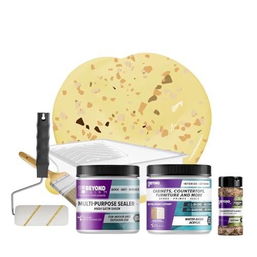 Beyond Paint Countertop Makeover Kit with Paint, Sealer, Flecks and Tools for Countertops, Buttercream - color: Buttercream