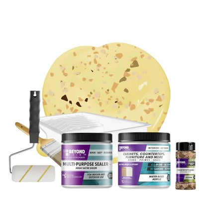Beyond Paint Countertop Makeover Kit with Paint, Sealer, Flecks and Tools for Countertops, Buttercream - color: Buttercream
