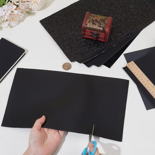 7 Pack 12.99 x 7.87 Inch Glitter Mixed Chunky PU Leather Sheets for Bow Earring 7 Styles Metallic Solid Shiny Vinyl Fabric Roll Black Series Faux Leather Leatherette for DIY Crafts Making - color: Black