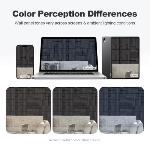 Mollywell Acoustic Wall Panels, Black Oak, 16 Pack, 12x12 in - color: B _ Black Oak, Checkerboard