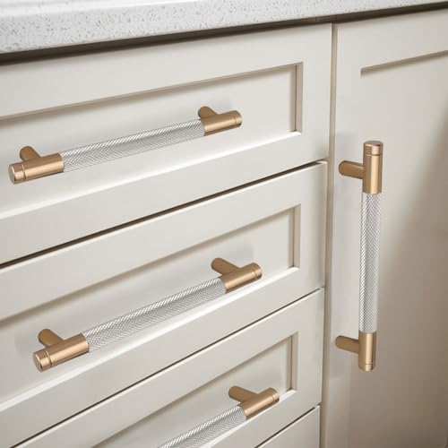 12 Pack 5 Inch 128 mm Bronze and Nickel Knurled Cabinet Handles Cabinet Pulls Aluminum Handles Knurled Drawer Pulls Oxidation Finish with Diamond Pattern 6" Length (5" Hole Center) - color: PBronze and Nickel, size: 5 Inch