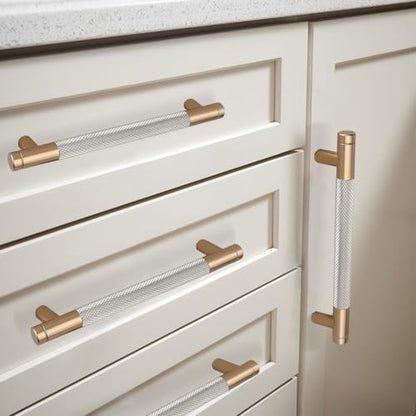 12 Pack 5 Inch 128 mm Bronze and Nickel Knurled Cabinet Handles Cabinet Pulls Aluminum Handles Knurled Drawer Pulls Oxidation Finish with Diamond Pattern 6" Length (5" Hole Center) - color: PBronze and Nickel, size: 5 Inch