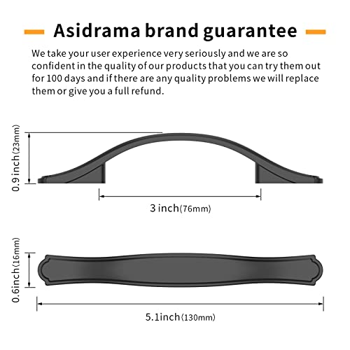 Asidrama 10 Pack 3 Inch(76mm) Matte Black Kitchen Cabinet Handles Cabinet Pulls Kitchen Cabinet Hardware for Cupboard Drawer Pulls - color: Matte Black, size: 3" Hole Center, style: Curved-10 Pack