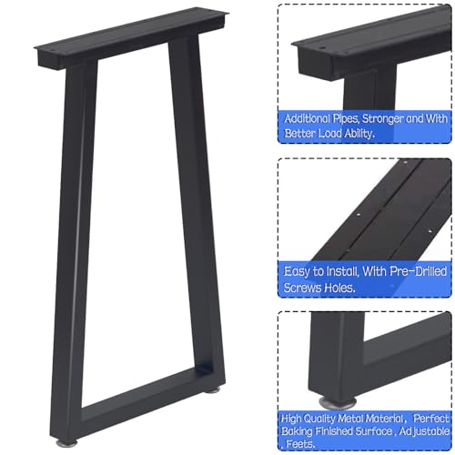 Taelakeni 36 Inch Metal Table Bar Legs, Heavy Duty Industrial Style Table Leg with Adjustment Feet Pads, Trapezoid - color: Trapezoid, size: 36 IN