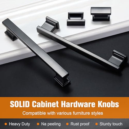VEHCIL 20 Pack Square Matte Black Kitchen Cabinet Knobs Black Drawer Dresser Knobs Cabinet Handles for Cupboard Closet Bathroom Kitchen Cabinet Hardware,Solid Zinc Alloy - color: Matte Black, size: 1.5 Inch Knob