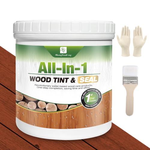 Pecan Wood Stain & Sealer 16oz – Non-Toxic, Eco-Friendly, Protection | Enhances Natural Grain, Flexible Crack-Resistant Coating for Indoor/Outdoor Use | Ideal for Terrace, Fence, Planter Boxes - color: Pecan, size: 16oz/0.65KG