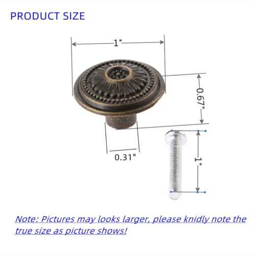 dophee 4Pcs Small Vintage Style Single Hole Cabinet Knobs, 1.02" x 0.67" - size: 4 Pieces
