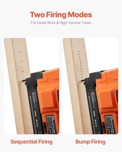 VEVOR Cordless Brad Nailer, 18 Gauge, 20V Battery Powered Nail Gun, with 500 pcs Nails, 2.0 Ah Li-ion Battery and Charger, Adjustable Nailing Depth, for Home Improvement, Woodworking, DIY Project - size: 18 Gauge - 1 Battery