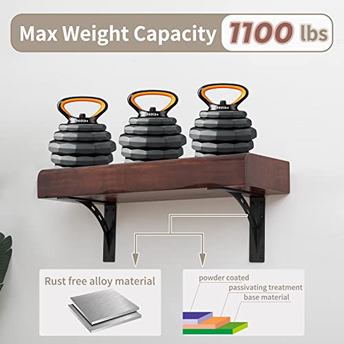 9"x8"x2.5" Heavy Duty Shelf Brackets - Max Load 1100 LBS, Premium Alloy Metal Mantel Brackets - Set of 2 - Fireplace & Countertop Support - size: 9 inch x 8 inch