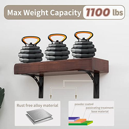9"x8"x2.5" Heavy Duty Shelf Brackets - Max Load 1100 LBS, Premium Alloy Metal Mantel Brackets - Set of 2 - Fireplace & Countertop Support - size: 9 inch x 8 inch