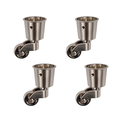 Semetall 4pcs Metal Swivel Round Cup Caster 2.52-Inch Height Silver - style: A-T0031