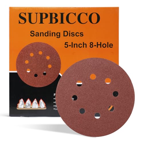 50 PCS 5 Inch 8 Hole Hook and Loop Sanding Discs 180 Grit - style: 180 Grit,50-Pack