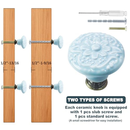 Biaungdo 6 Pcs Sky Blue Ceramic Kitchen Cabinet Knobs - color: Sky Blue