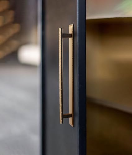 Goo-Ki 2 Packed Champagne Bronze Cabinet Pulls with Grooved Edge Square Backplate- 7.6''(192mm) Hole Centers Zinc Alloy Drawer Pulls in Modern Style - color: Champagne Bronze, size: 7.6 inch (192 mm) Hole Centers, style: Pulls With Grooved Edge Square Bac