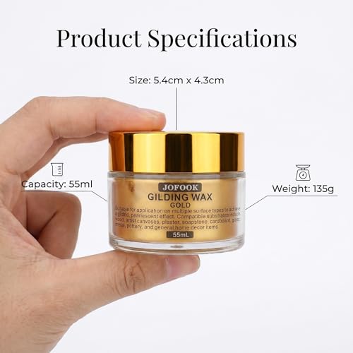 JOFOOK King Gold Gilding Wax 55ml – Antique Metallic Paste for Wood, Metal & Glass
