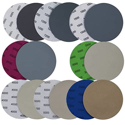 32PCS 5 inch No Hole #1000-#7000 Wet Dry Sanding Discs 1000 1200 1500 2000 3000 4000 5000 7000 Grit Sandpaper Compatible for Random Orbital Sanders (#1000-#7000 8Kind Grit Each 4PCS) - style: #1000-#7000 8Kind Grit Each 4PCS