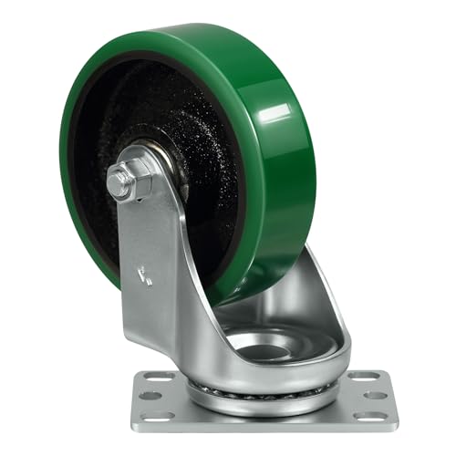 4" Industrial Caster Wheels, Heavy Duty Casters, Premium Thick Polyurethane Tread Cast lron Center, Non-Marking, for Cart, toolboxes, Each Caster Loads 450LBS(1 Swivel) - style: 1 Swivel