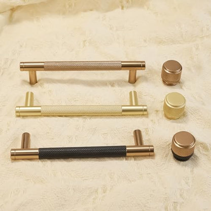 COTYKILEY 10 Pack 6-1/4 Inch(160mm) Brushed Brass Cabinet Handles Gold Knurled Kitchen Cabinet Pulls Cabinet Door Handles Kitchen Cabinet Hardware - color: Brushed Brass, size: 6-1/4" Hole Center（160MM）