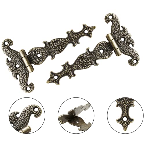 Jiozermi 4 PCS T-Strap Hinges, Antique Bronze - color: Bronze
