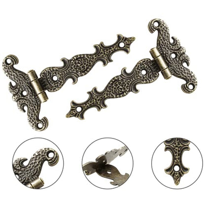 Jiozermi 4 PCS T-Strap Hinges, Antique Bronze - color: Bronze