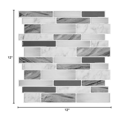 STICKGOO Thicker Design Peel and Stick Tile Backsplash, 12”×12”Stick on Backsplash for Kitchen, Self Adhesive Tile Stickers for Kitchen Backsplash and Bathroom(10 Sheets, Gray) - color: Grey