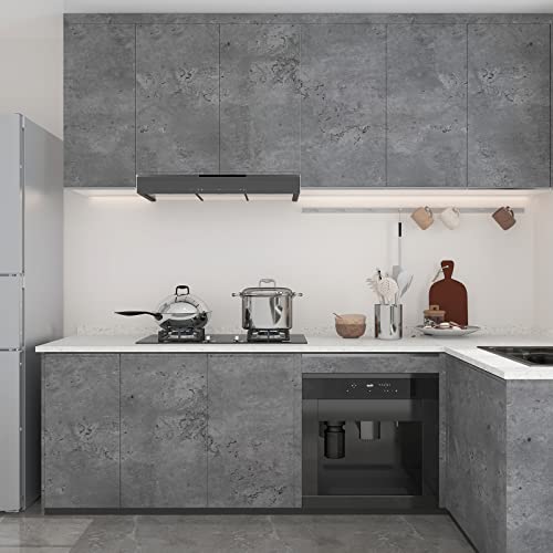 Dark Concrete Wallpaper Peel and Stick Gray Concrete Cement Contact Paper 16x118 inch Matte Thick Texture Wall Paper Removable Self-Adhesive Vinyl Wrap for Kitchen Bedroom Bathroom Wall Covers - color: Dark Gray, size: 16" x 118"