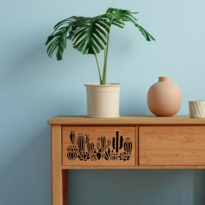 2Pcs Cactus Succulent DIY Painting Stencils for Wall Home Decor - style: Cactus