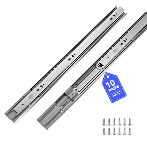 LONTAN 10 Pairs Soft Close Drawer Slides 18 Inch Heavy Duty Cabinet Rails - color: Silver-Soft Close, size: 18 Inch - Drawer Slide