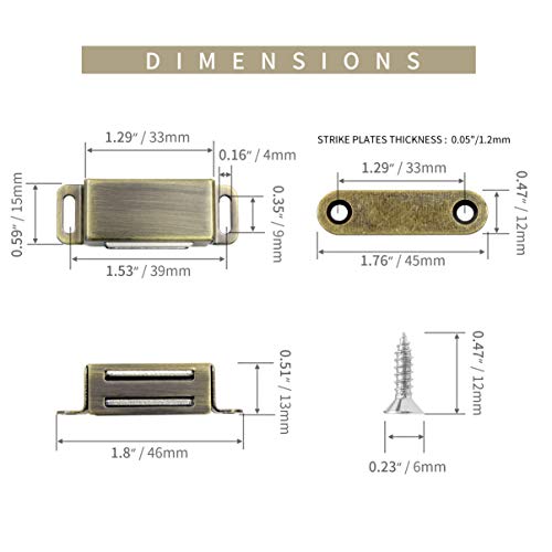Jiozermi Magnetic Door Catch, 4 Pack, Bronze - color: 4 Pack, Metal