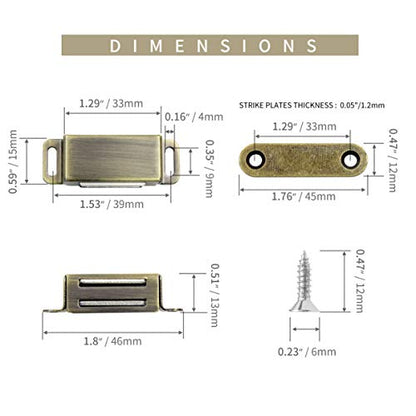 Jiozermi Magnetic Door Catch, 4 Pack, Bronze - color: 4 Pack, Metal