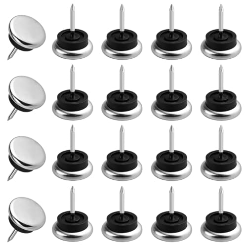 TOVOT 20PCS Furniture Chair Glide Nail-On Metal Glides for Carpet Floors (23mm) - size: 23mm