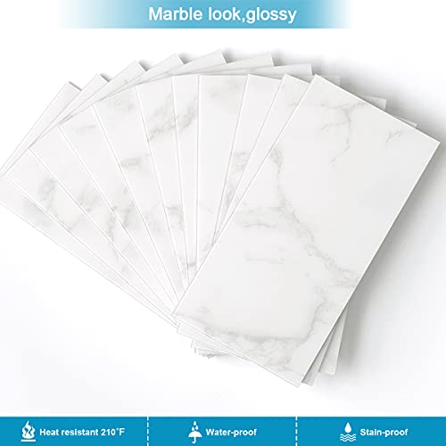 BeNice Peel and Stick Tile Backsplash Bathroom Cararra White 23pcs - color: Carrara white