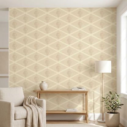 Chunlei Peel and Stick Wallpaper, Beige Diamond Lattice Geometric Pattern, 236in x 17.7in, Waterproof Vinyl, Removable Reusable, Eco-Friendly, for Bedroom Living Room Rental Apartment - color: Beige05, size: 17.7" x 236.2"