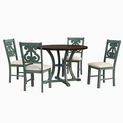 Set of 4 Upholstered Dining Chairs with Hollow-Out Back, Dark Brown - color: Dark Brown,viridian