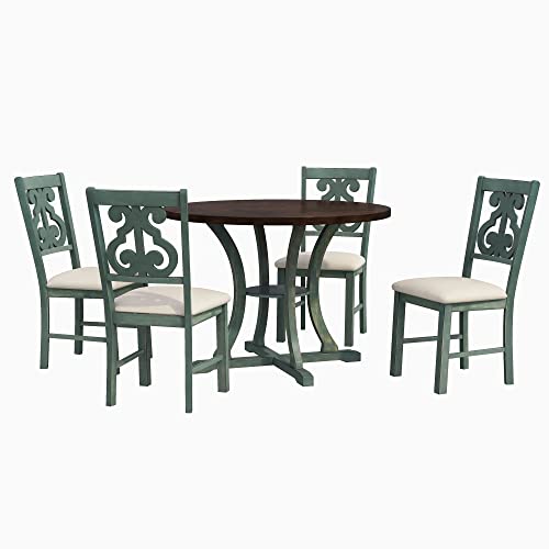 Set of 4 Upholstered Dining Chairs with Hollow-Out Back, Dark Brown - color: Dark Brown,viridian